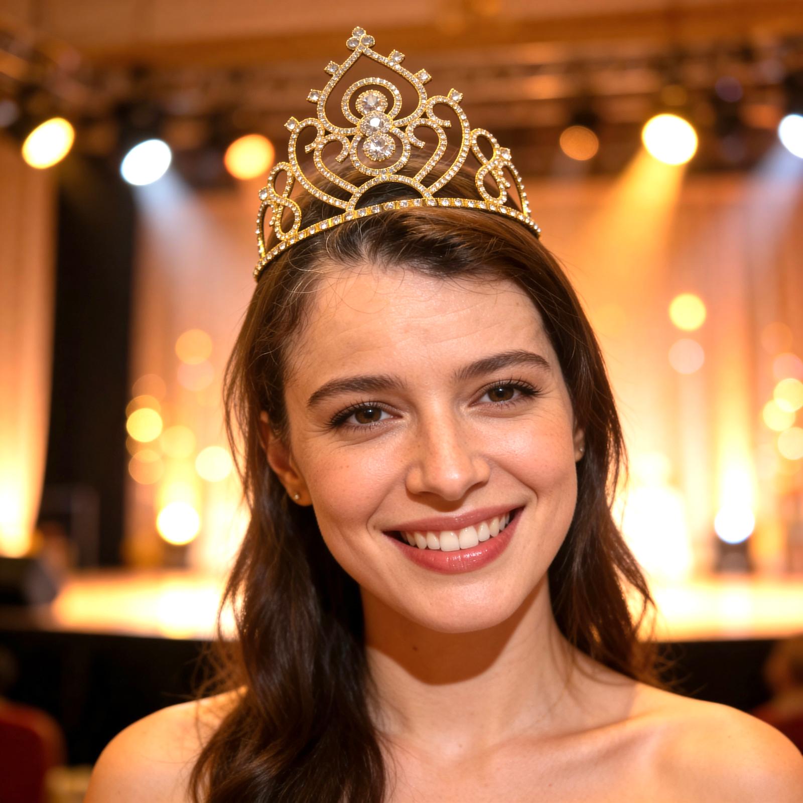 Kristal Taşlı Prenses İşlemeli Lüks Metal Taç