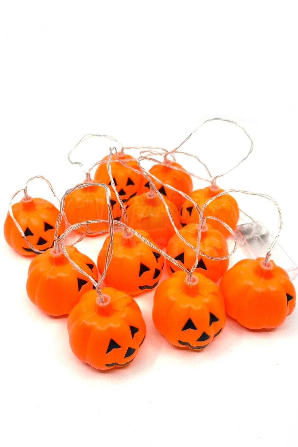 Cadılar Bayramı Kabak Işıklı Dekor Süs 10 lu