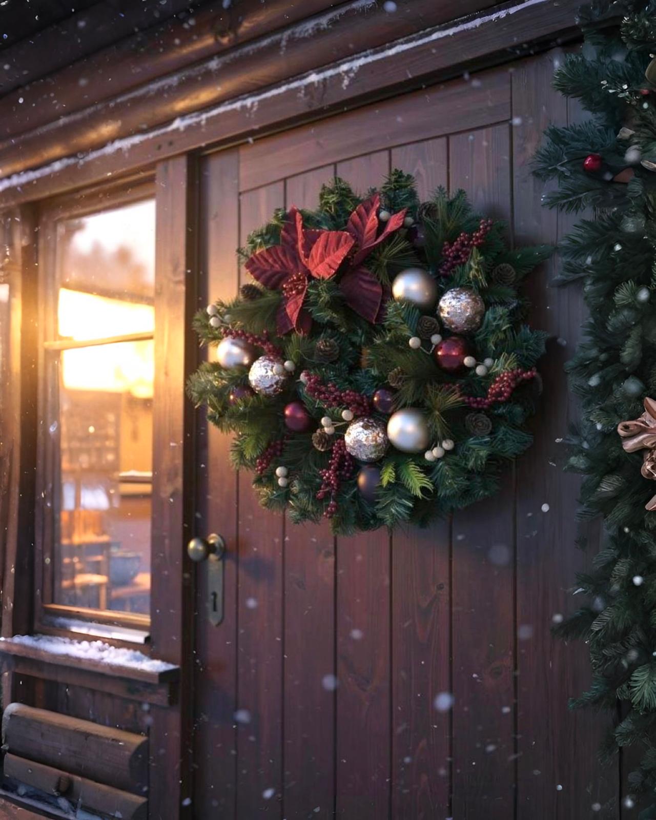 Yılbaşı Kapı Süsü Yuvarlak Kapı Çelengi 45 cm