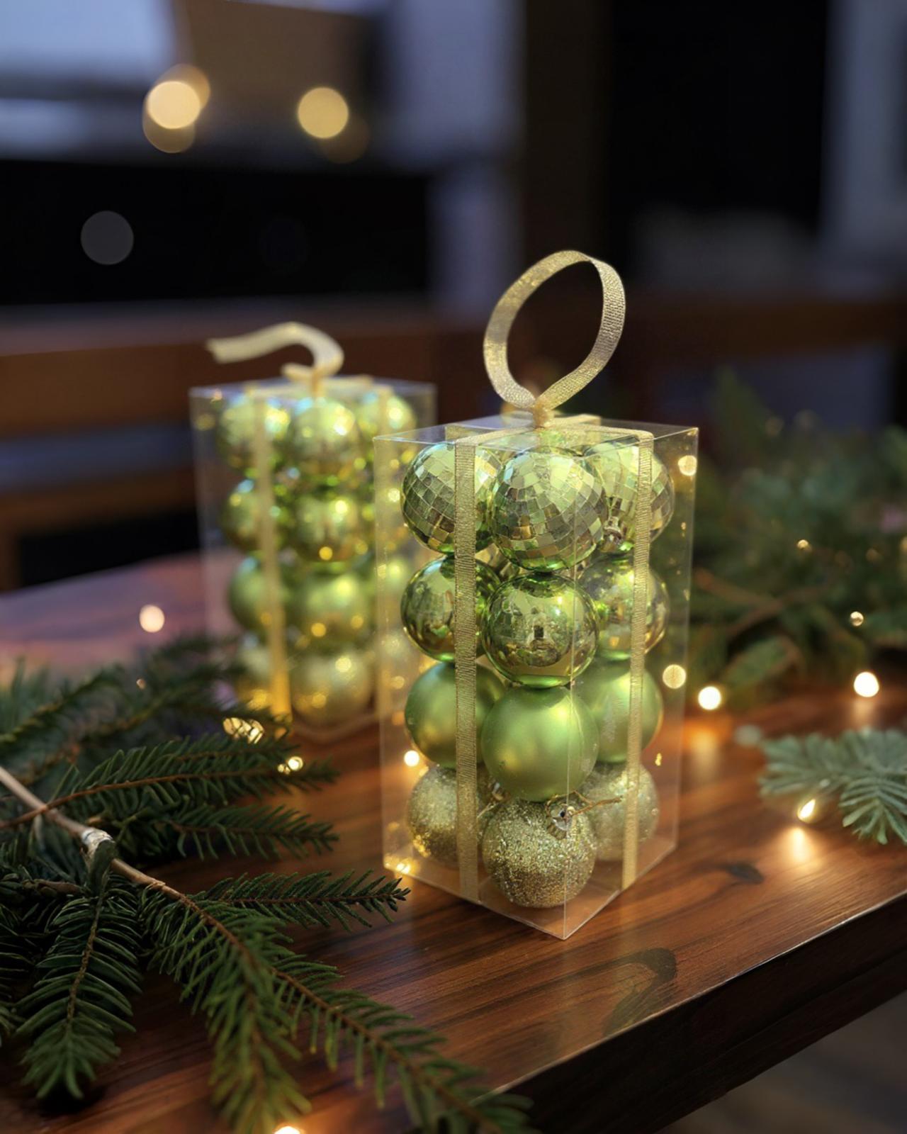 Yeşil Top Ağaç Süs 16'Lı 6 CM