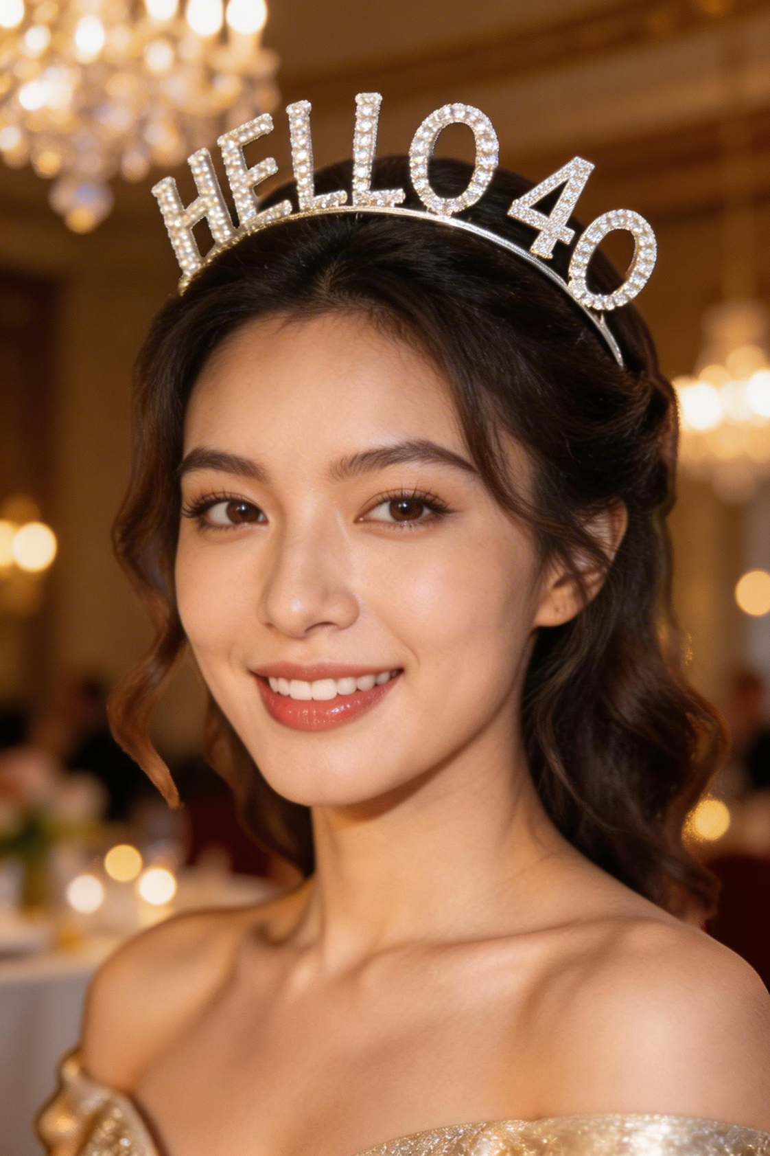 40 Yaş Metal Kristal Taç