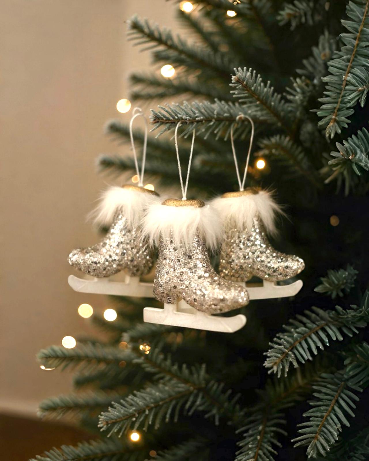 Yılbaşı Ağacı Go;d Paten Asma Süs 3 lu