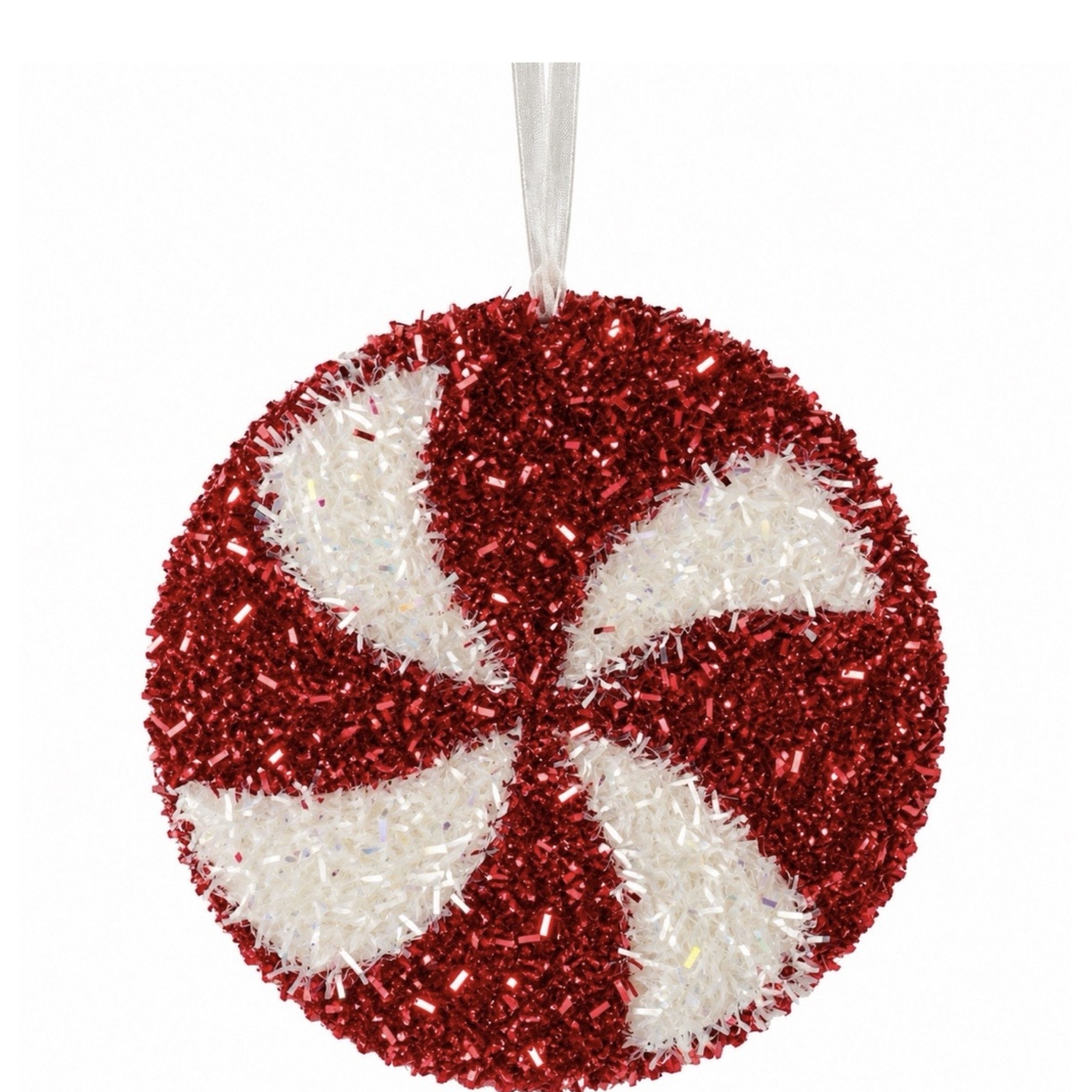 Yılbaşı Ağacı Lolipop Kırmızı Beyaz Yuvarlak Şeker Süs 14 CM