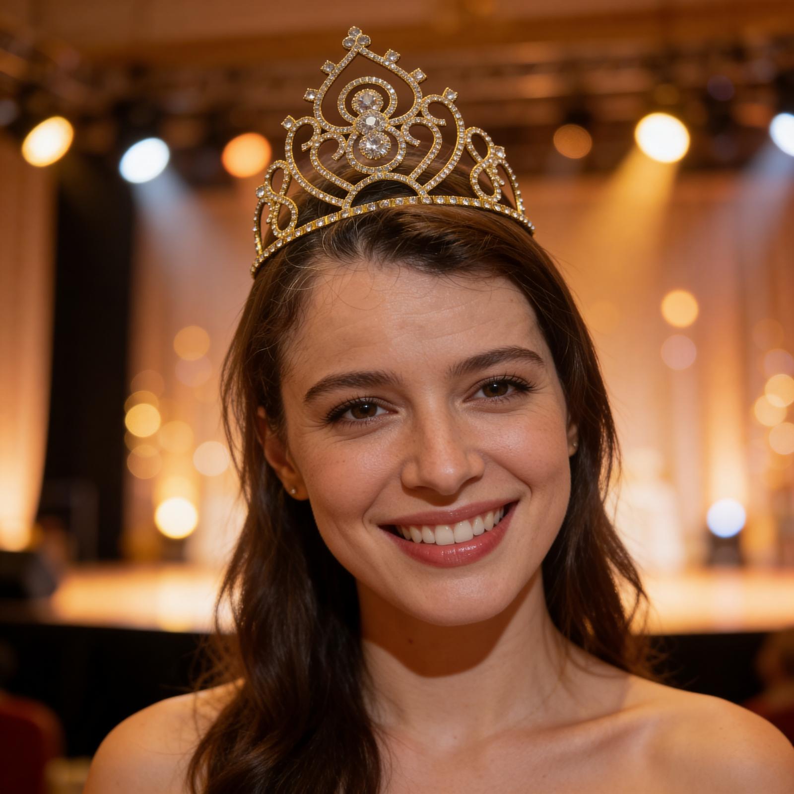 Kristal Taşlı Prenses İşlemeli Lüks Metal Taç