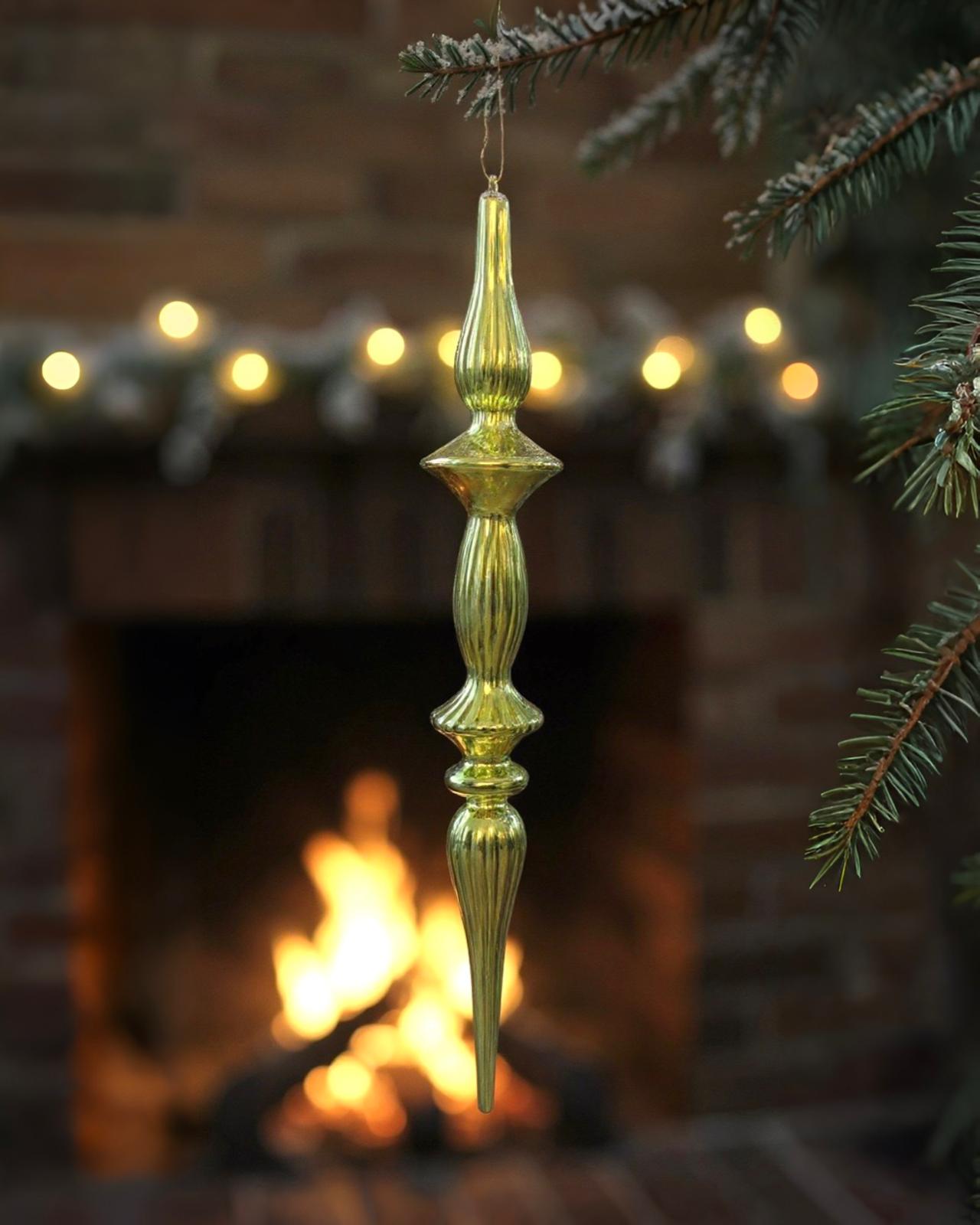 Yılbaşı  Vintage Cam Topuz Süsü 30 CM