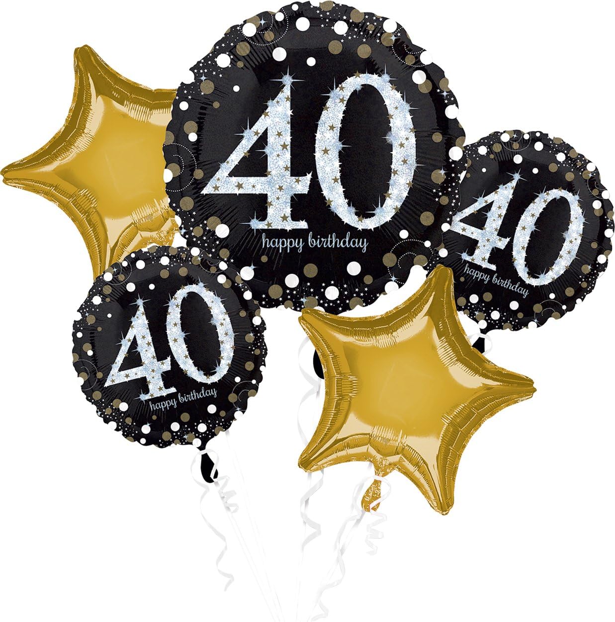 40 Yaş  Balon Demeti | Şişirilmiş Uçan Folyo Balon Buketi – İstanbul İçi Teslimat