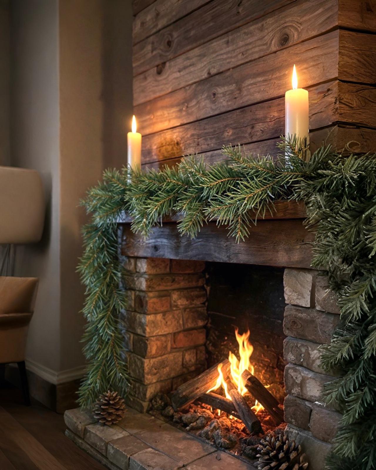 Yılbaşı Yeşil Çam Dalı Garland 250 cm 220 dallı