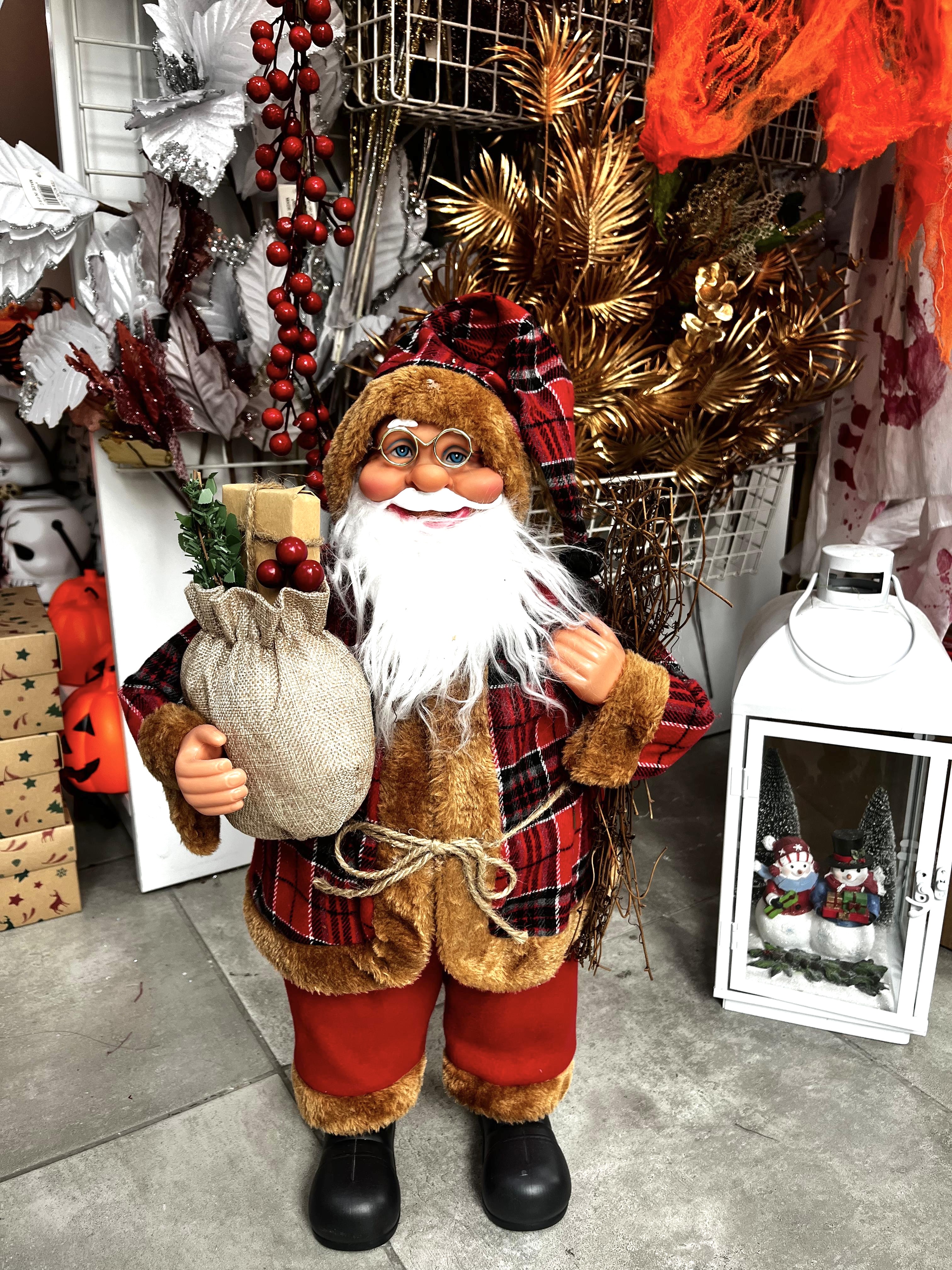 Noel Baba Hediye Paketli Dekor Süs 62 cm