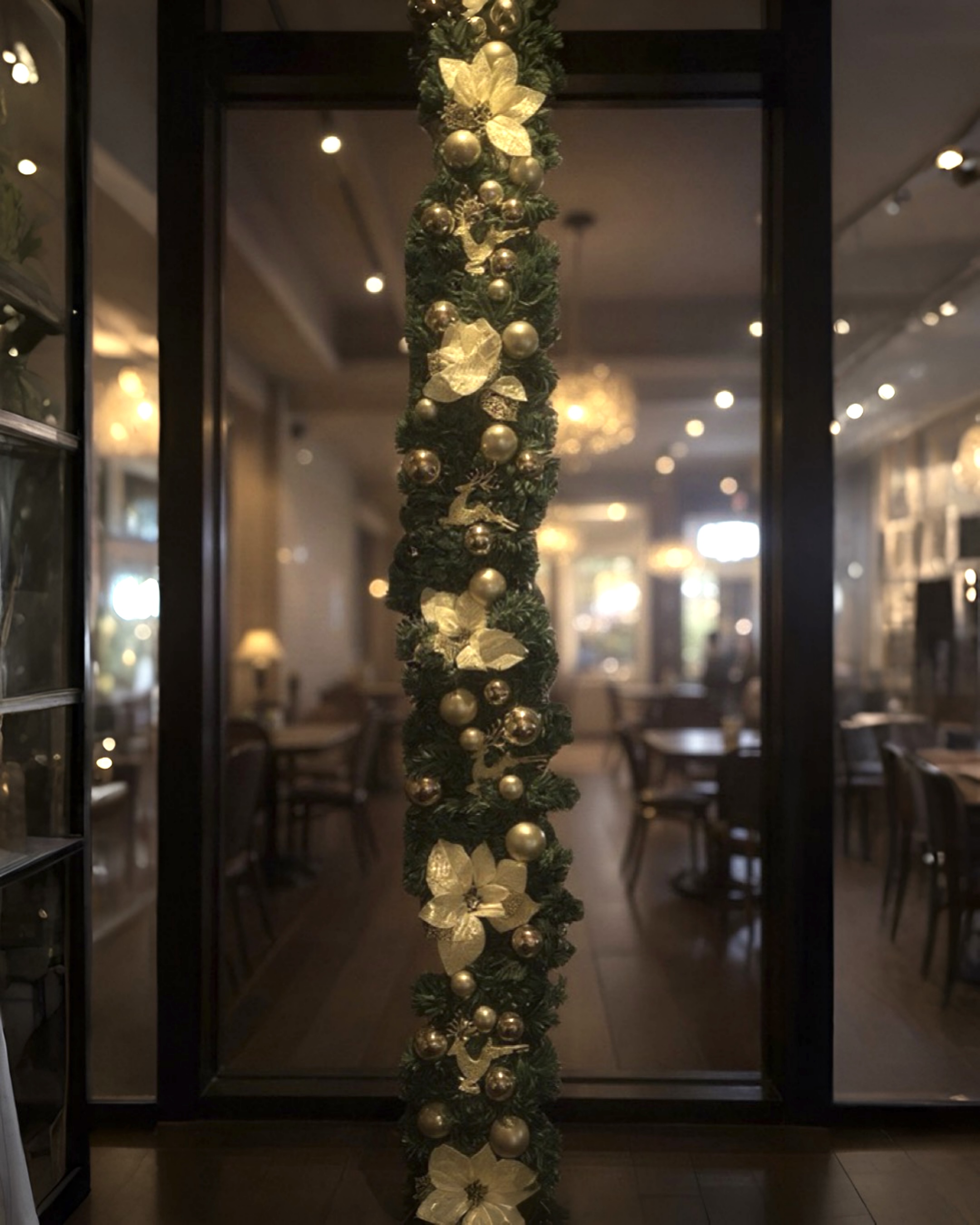 Yılbaşı Hazır Süslenmiş Gold Garland Dekor 230 CM