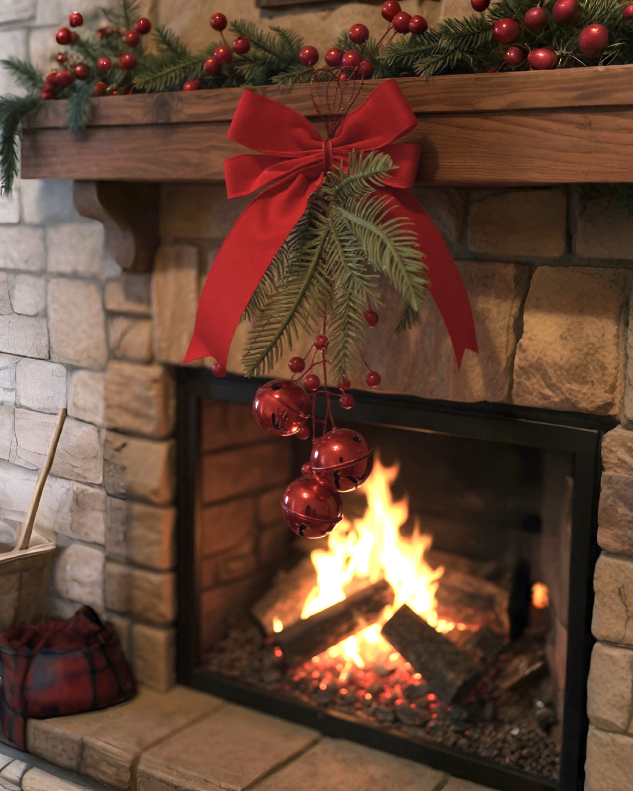 Yılbaşı Süslü Fiyonk Süs Kırmızı