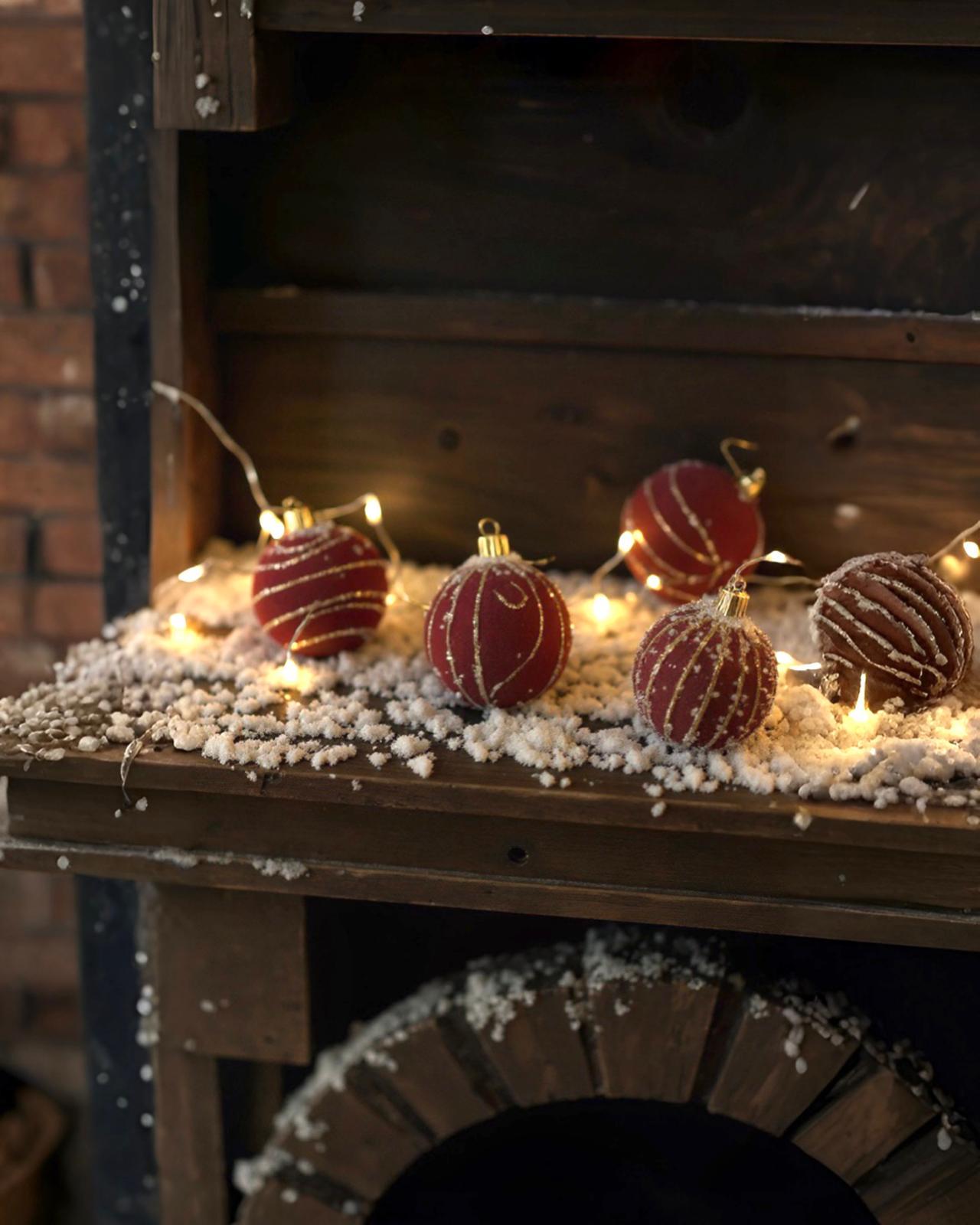 Yılbaşı Ağacı Kadife Bordo 6li Top Süs 8 cm