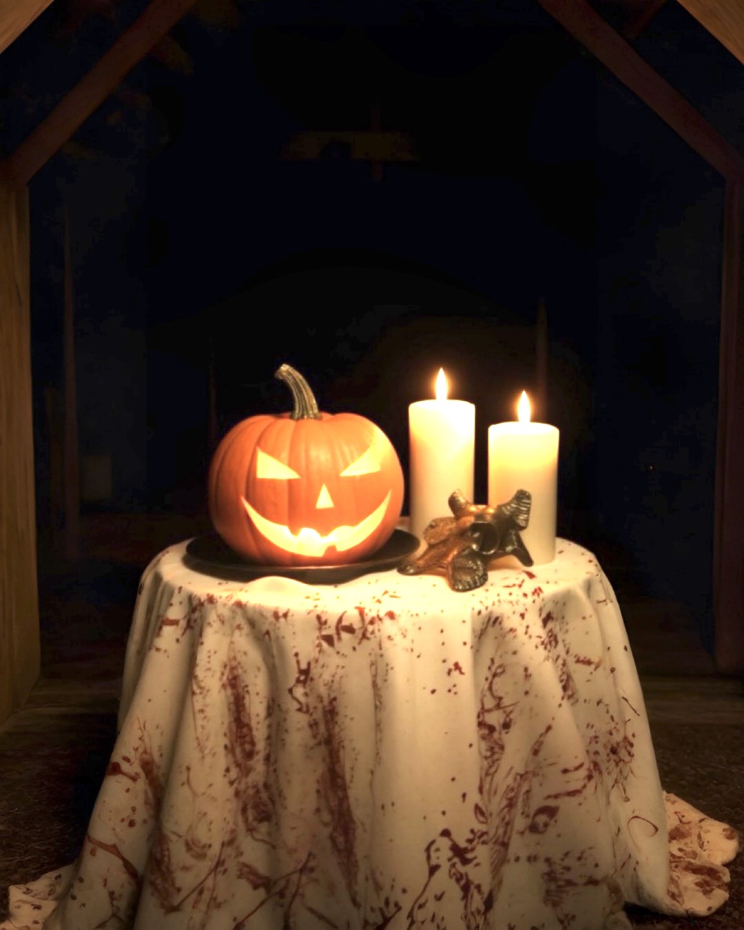 Kan Desenli Çok Amaçlı Halloween Kumaşı 120×200 cm