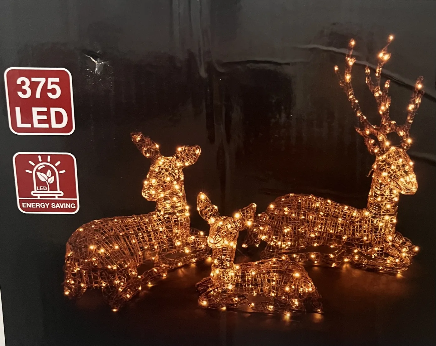 Yılbaşı 3’lü Geyik Ailesi – 375 LED – Gün Işığı | Işıklı Dekor