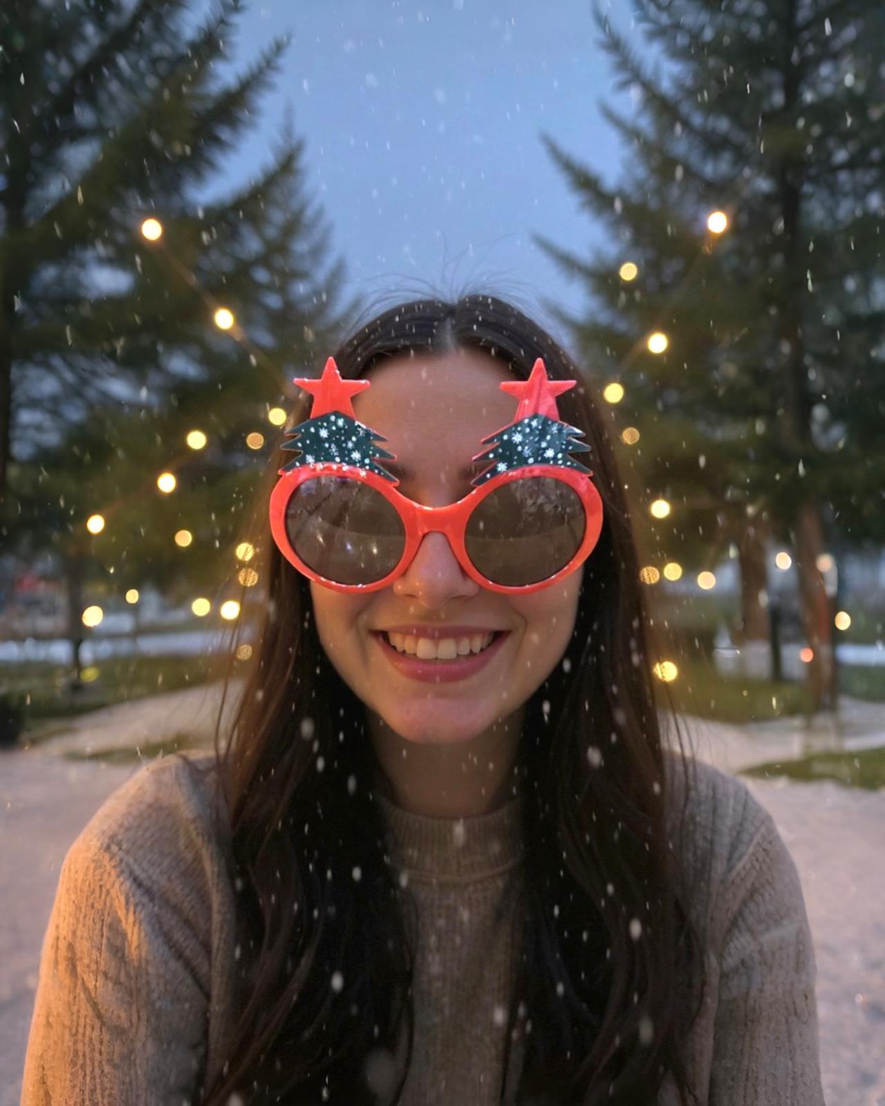 Yılbaşı Yeşil Kırmızı Çam Ağacı Parti Gözlük