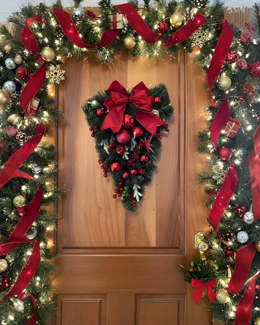 Kırmızı Renkli Yılbaşı Kapı Süsü