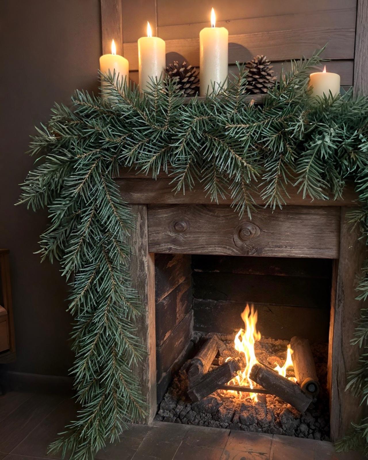 Yılbaşı Yeşil Çam Dalı Garland 250 cm 220 dallı