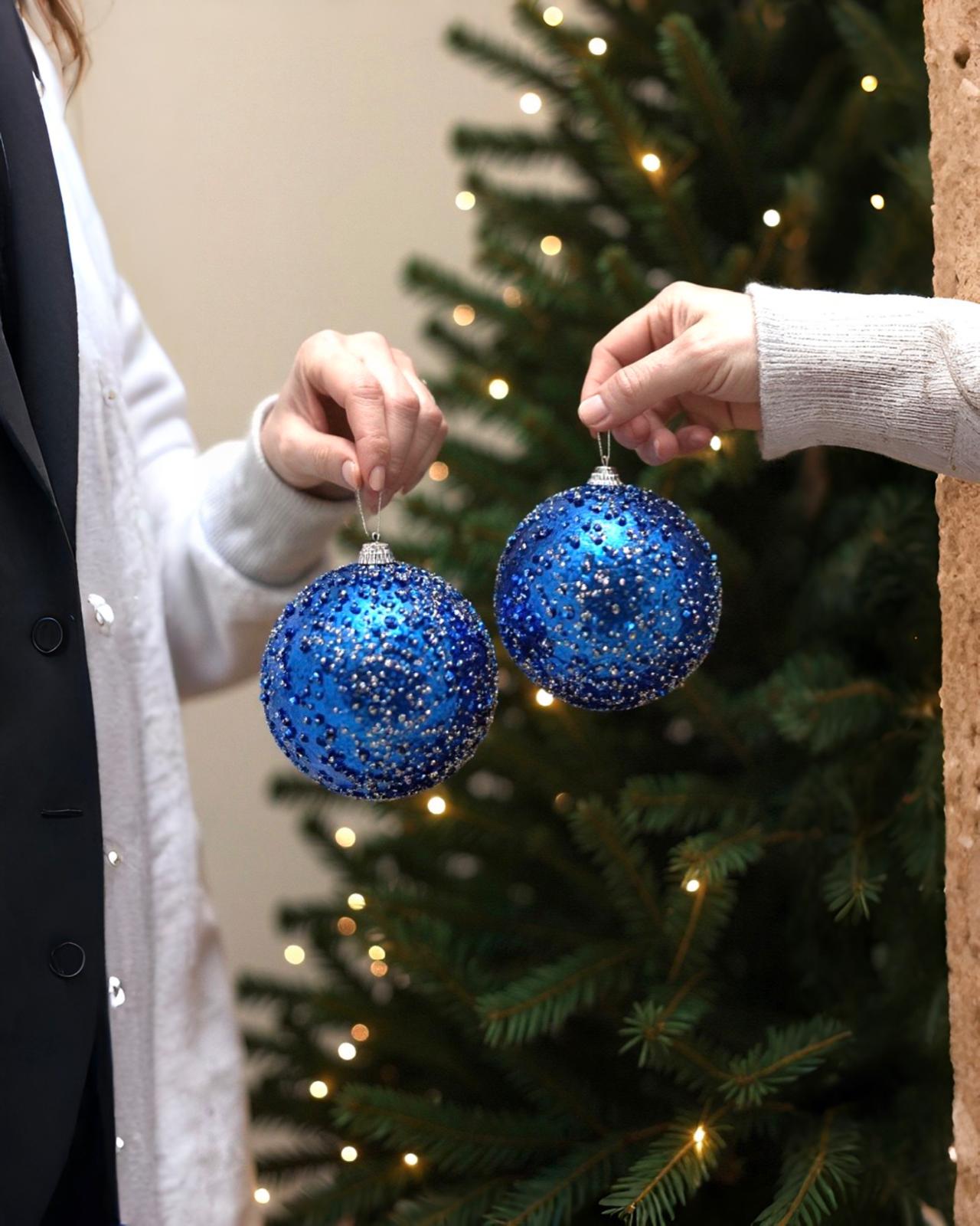 Yılbaşı Ağacı Parlement Mavisi 2 Li Top Süs 10 CM