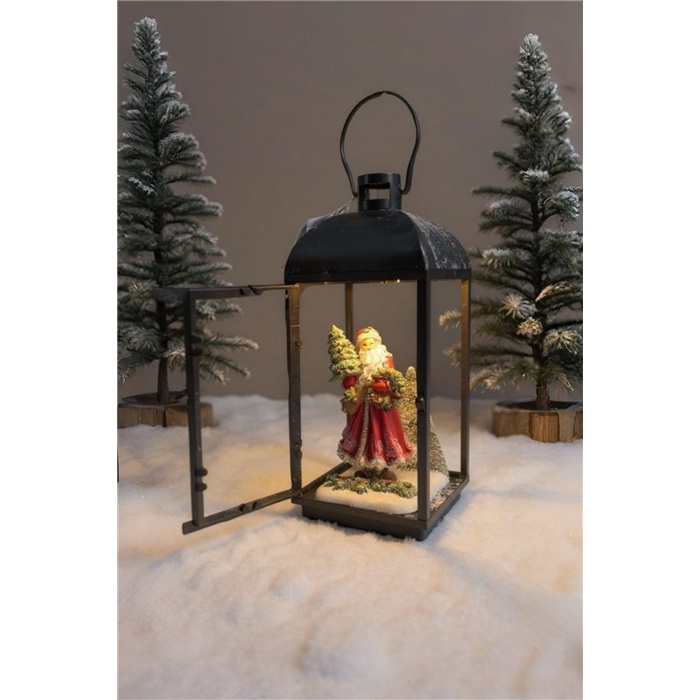 180 cm Yılbaşı Sokak Lambası Ferforje Demir Cam Aksamlı Pilli Işıklı