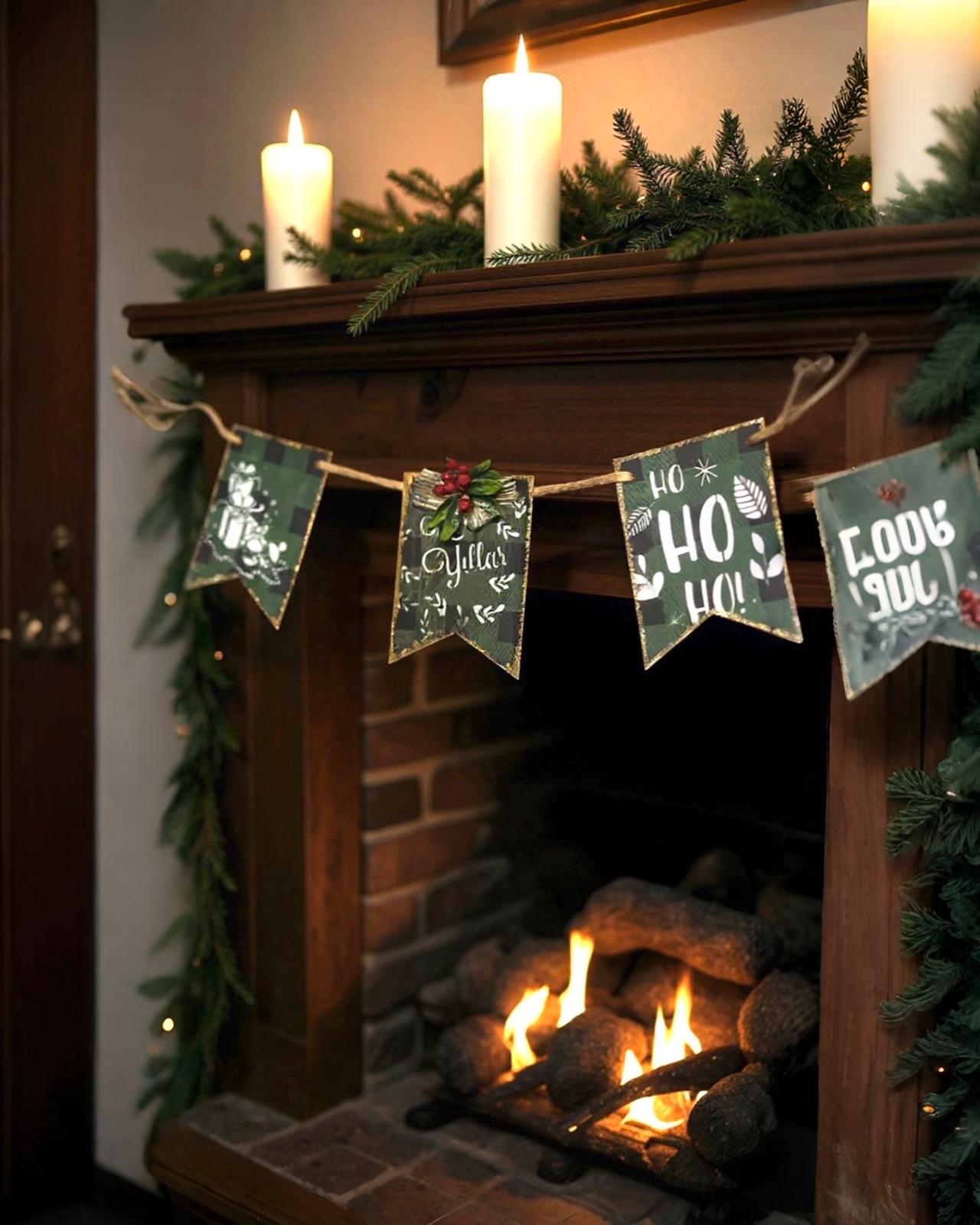 Ahşap Yılbası Şomine Asma Sus