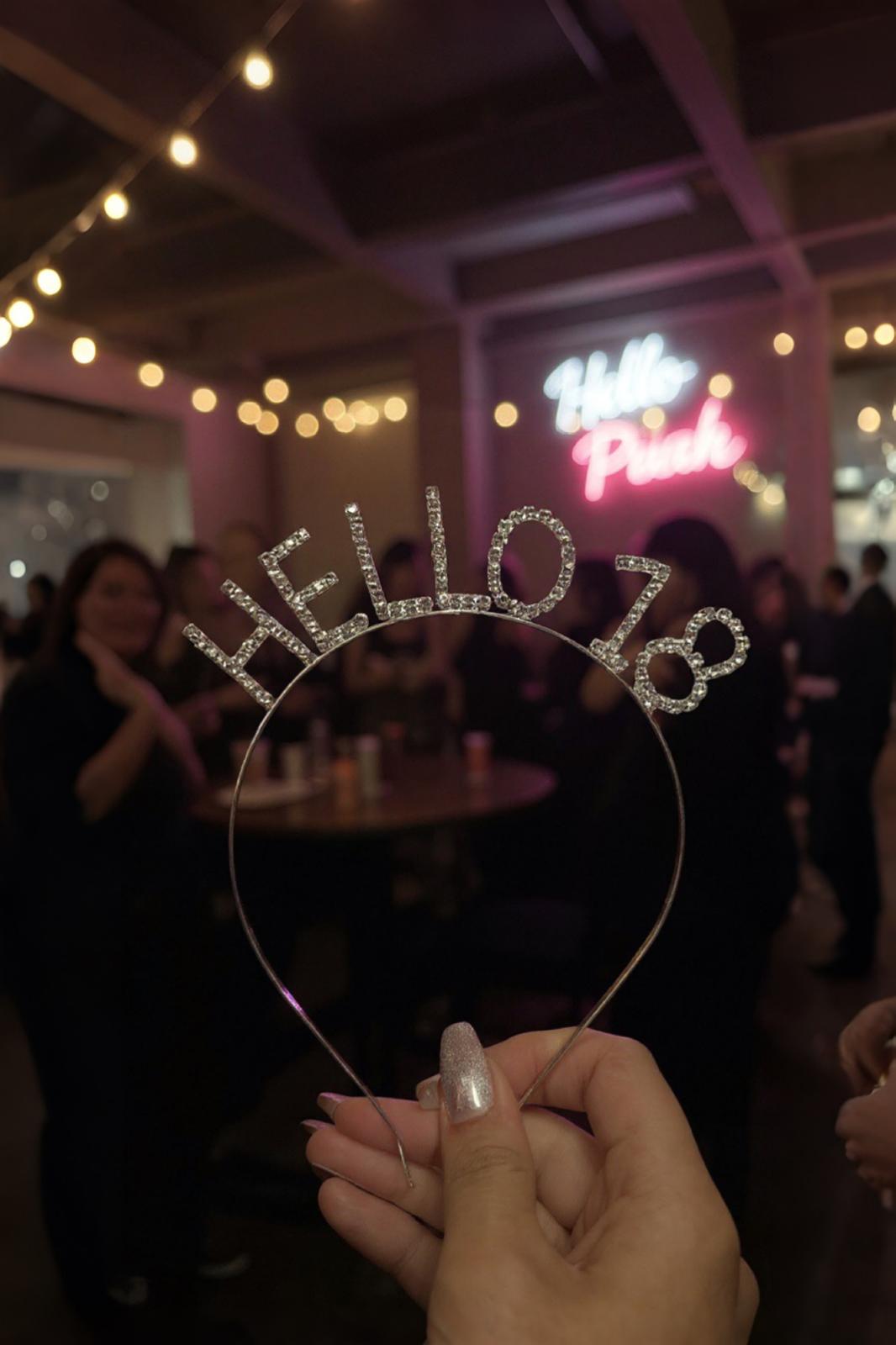 Hello 18 Kristal Taşlı Doğumgünü Parti Tacı