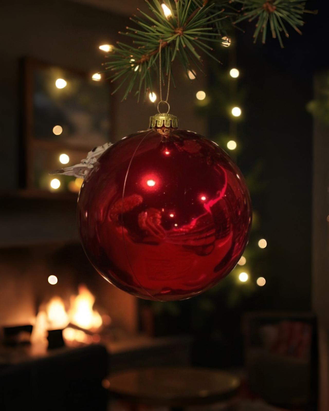 Yılbaşı Dekor Kırmızı 20 cm Top Süs