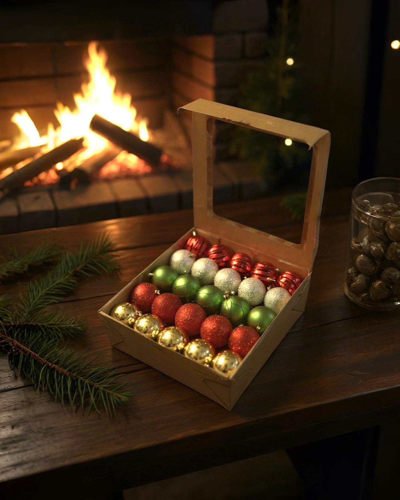 Yılbaşı Ağacı Top Süs  8 CM 50 Adet