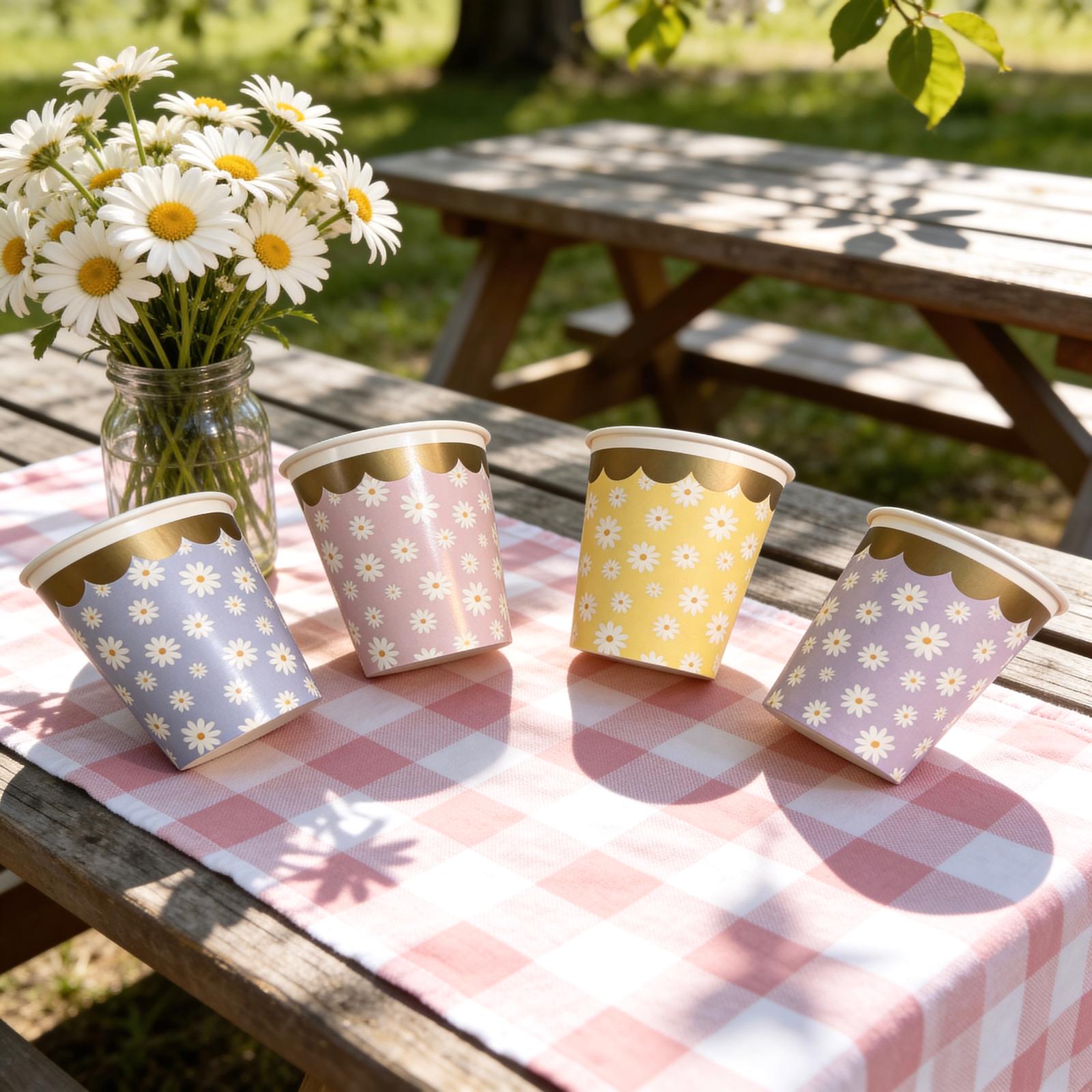 Papatya Desenli 24 lü Karton Bardak