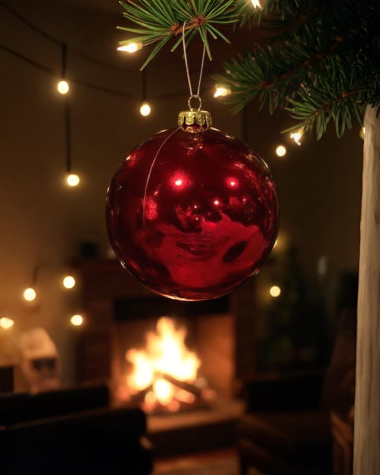 Yılbaşı Dekor Kırmızı 20 cm Top Süs