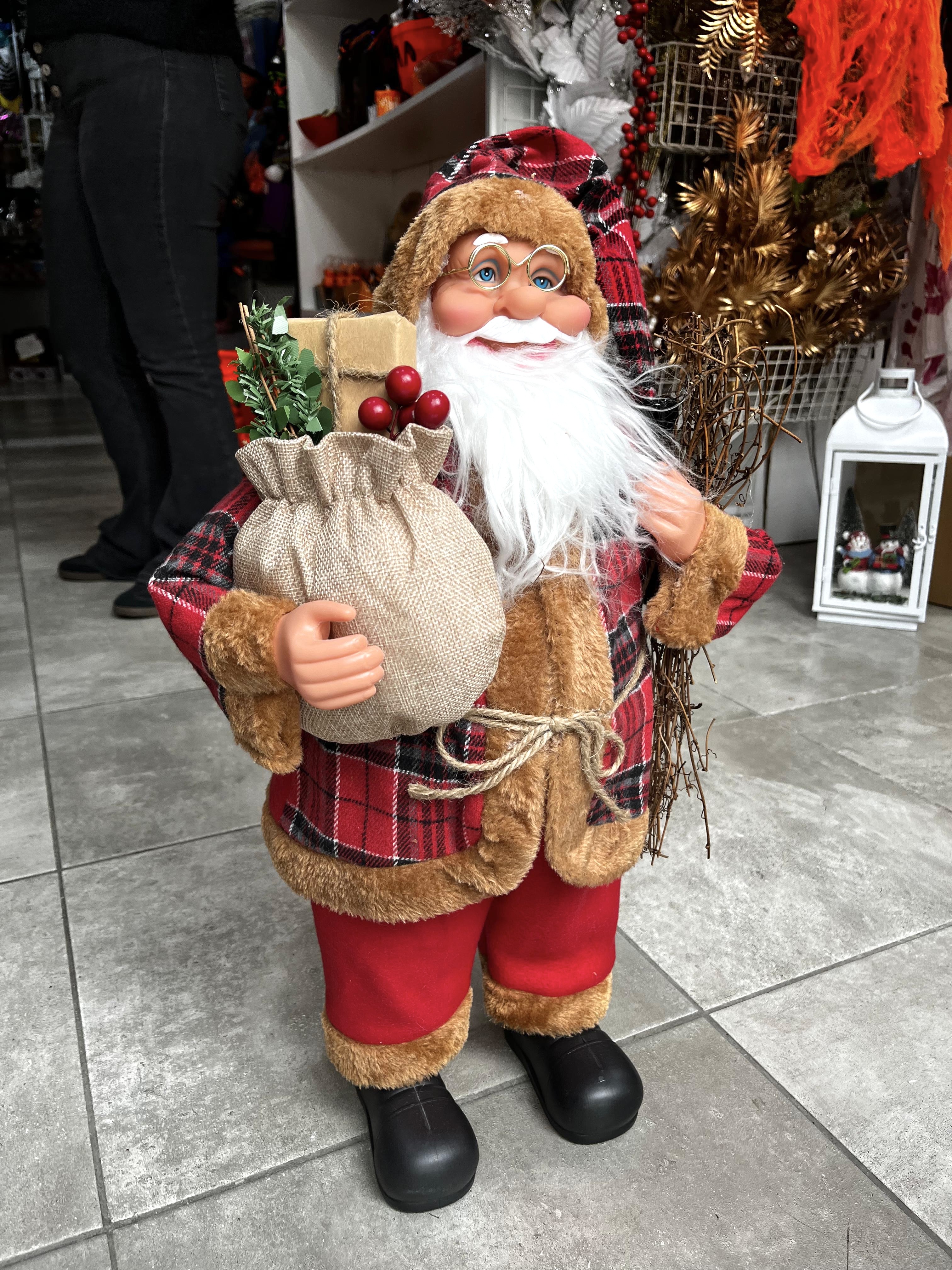 Noel Baba Hediye Paketli Dekor Süs 62 cm