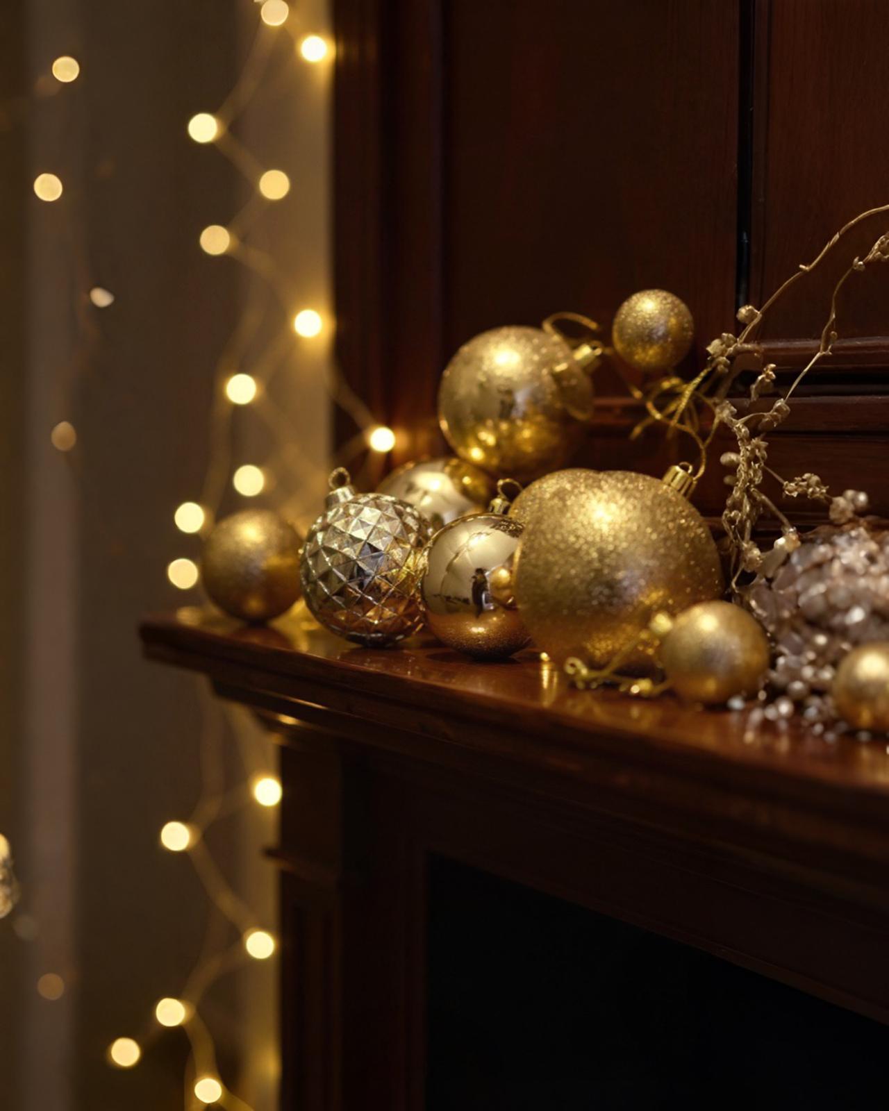 Yılbaşı Ağacı Gold 8 li  Top Süs 8 CM