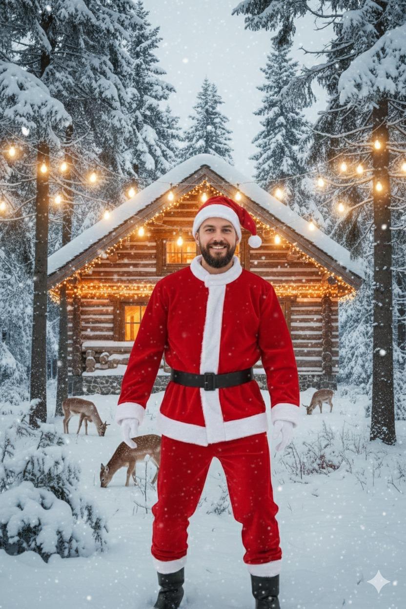 Yılbaşı Noel Baba Yetişkin-Battal  Kostüm Takım