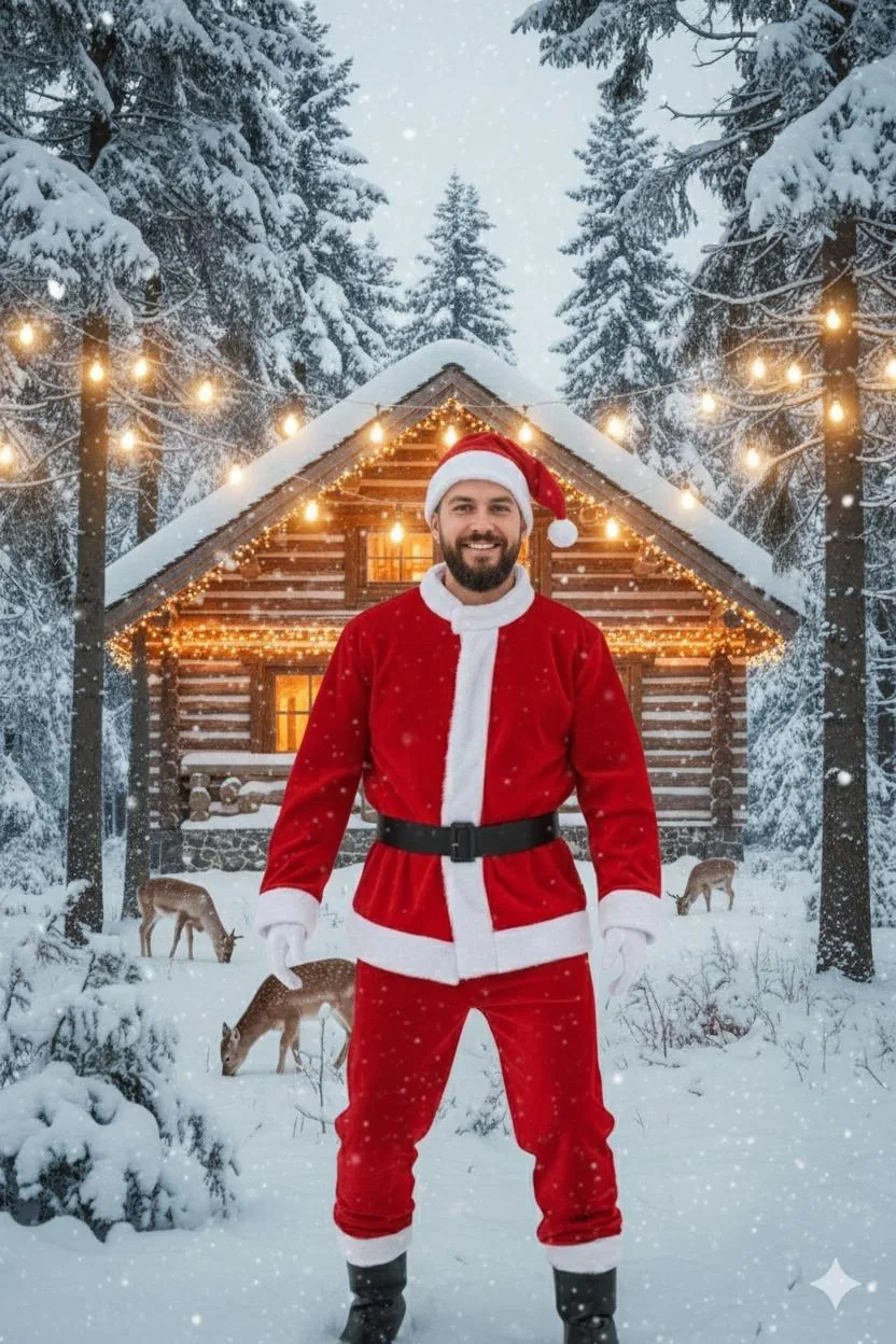 Yılbaşı Noel Baba Yetişkin-Battal  Kostüm Takım