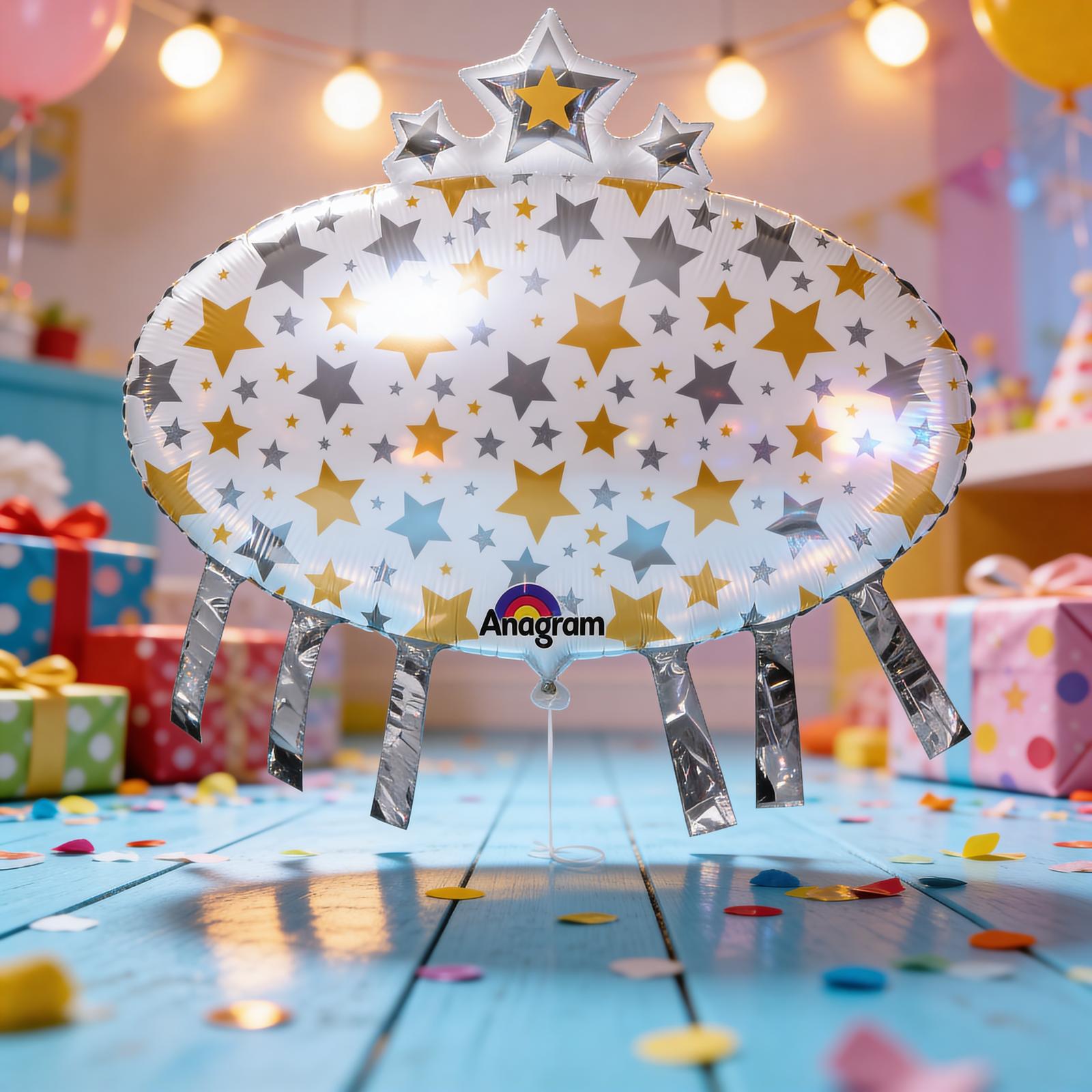 Yıldız Baskılı Oval Şekilli Folyo Balon
