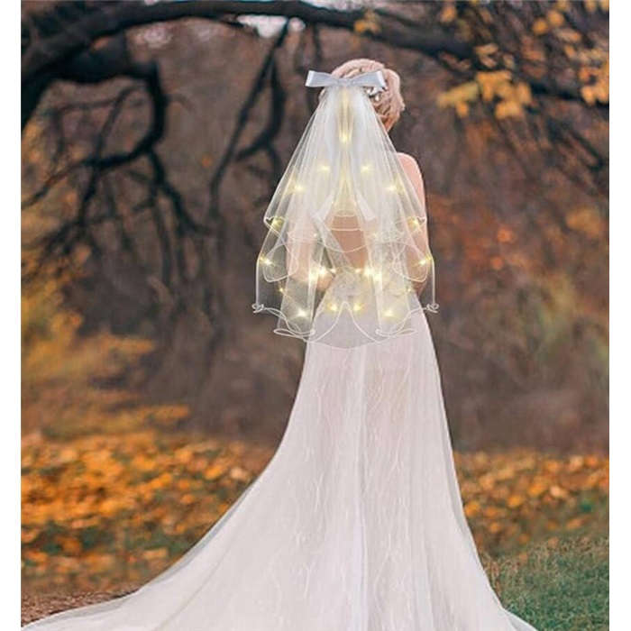 İncili Ledli Tokalı Duvak