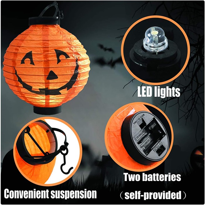 Işıklı Örümcek Baskılı Pilli Japon Feneri