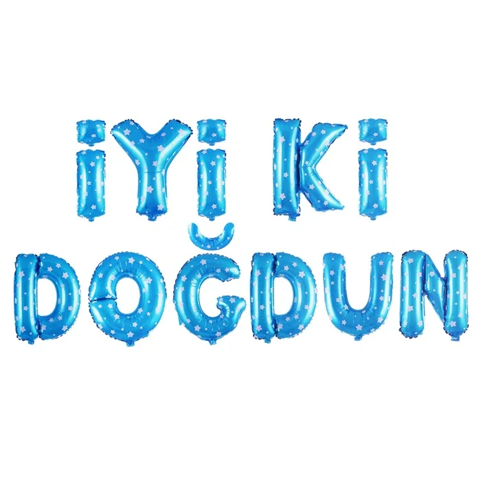 İyi Ki Doğdun Yazılı Mavi Puanlı Balon