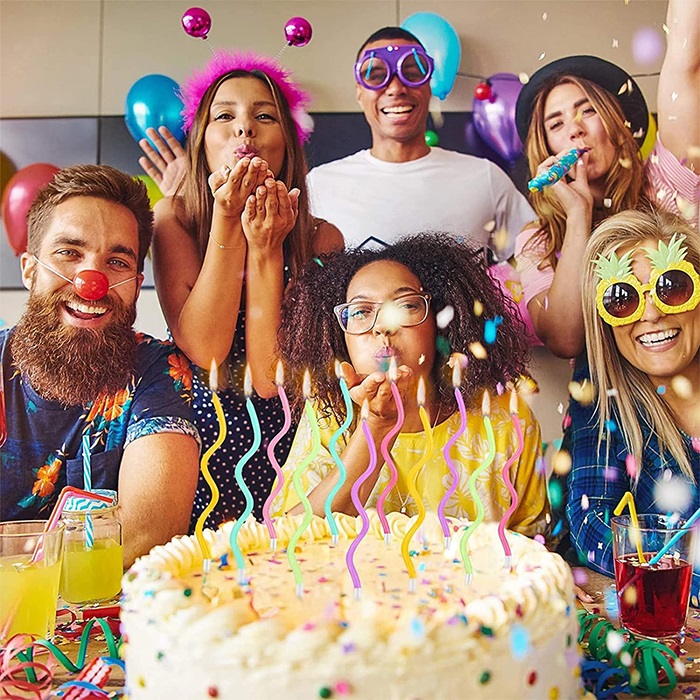 Karışık Renkli Pastel Spiral Pasta Mumu