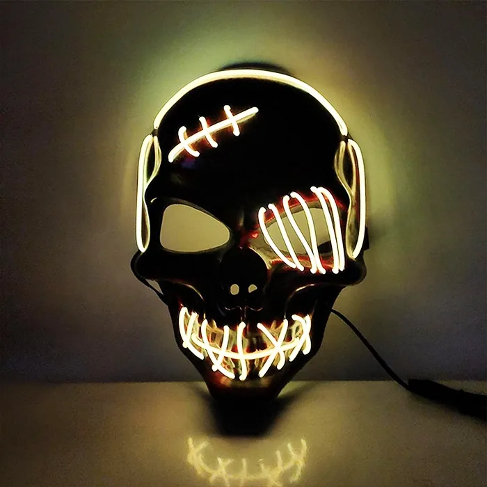 Led Işıklı Cadılar Bayramı Kuru Kafa Maske
