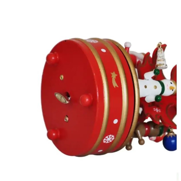 Müzikli Beyaz Yılbaşı Ağaçlı Ahşap Dekor