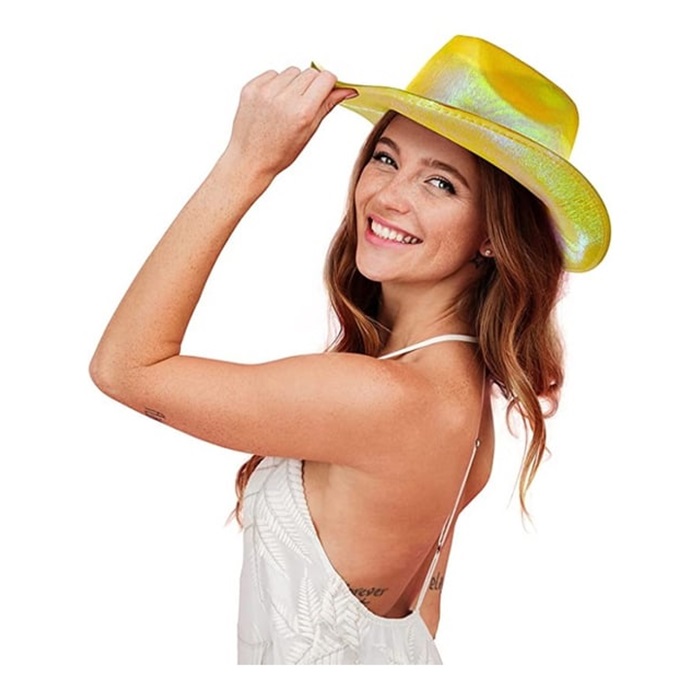 Hologramlı Kovboy Model Parti Şapkası Sarı