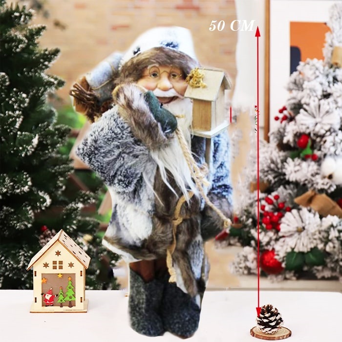 Yılbaşı Gri Renkli Noel Baba Dekor Süs