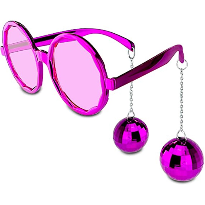 Fuşya Disko Küpeli Gözlük