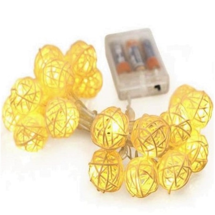 Rattan Bambu Top Beyaz Sıralı Led Işık Dekoratif Lamba Aydınlatma