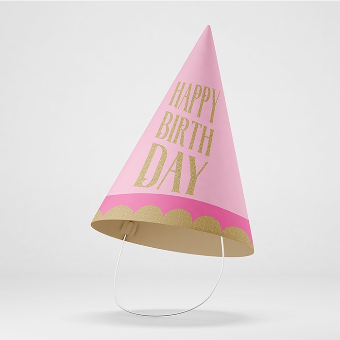 Happy Birthday Makaron Renkler Karton Şapka