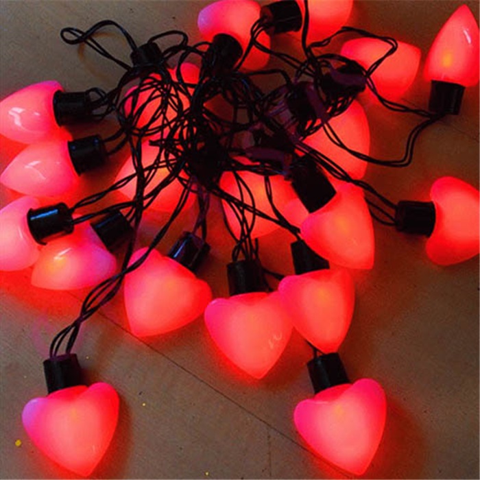 Siyah Kablolu Kalp Led Işık