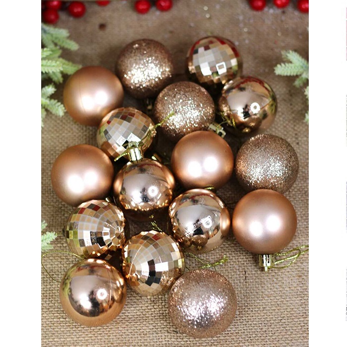 Şampanya Renkli Yılbaşı Ağaç Top Süs