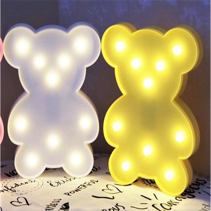 Sarı Ayı Figürlü Led Işıklı Gece Lambası Dekoratif