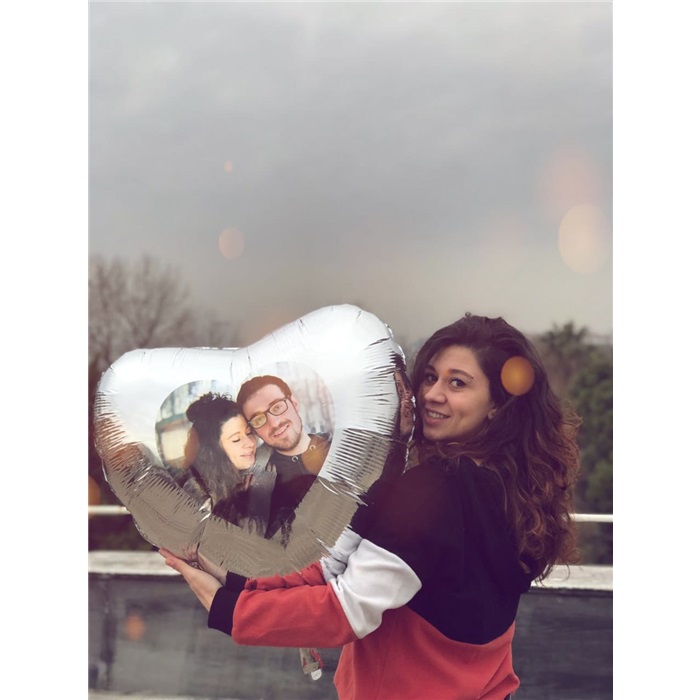 Sevgiliye Özel Altın Kalp Uçan Balon