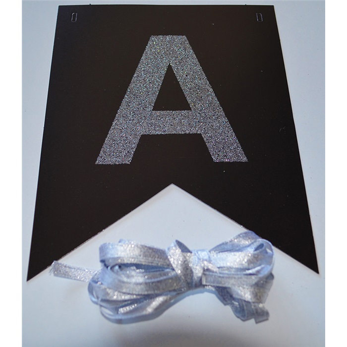 Simli Gümüş Siyah Happy Birthday Yazı