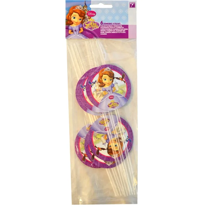 Prenses Sofia Temalı Plastik Pipet